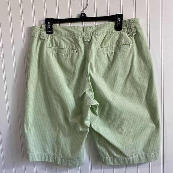 IZOD Women's Size 12 Green White Stripe Cotton Bermuda Shorts - Picture 2 of 7